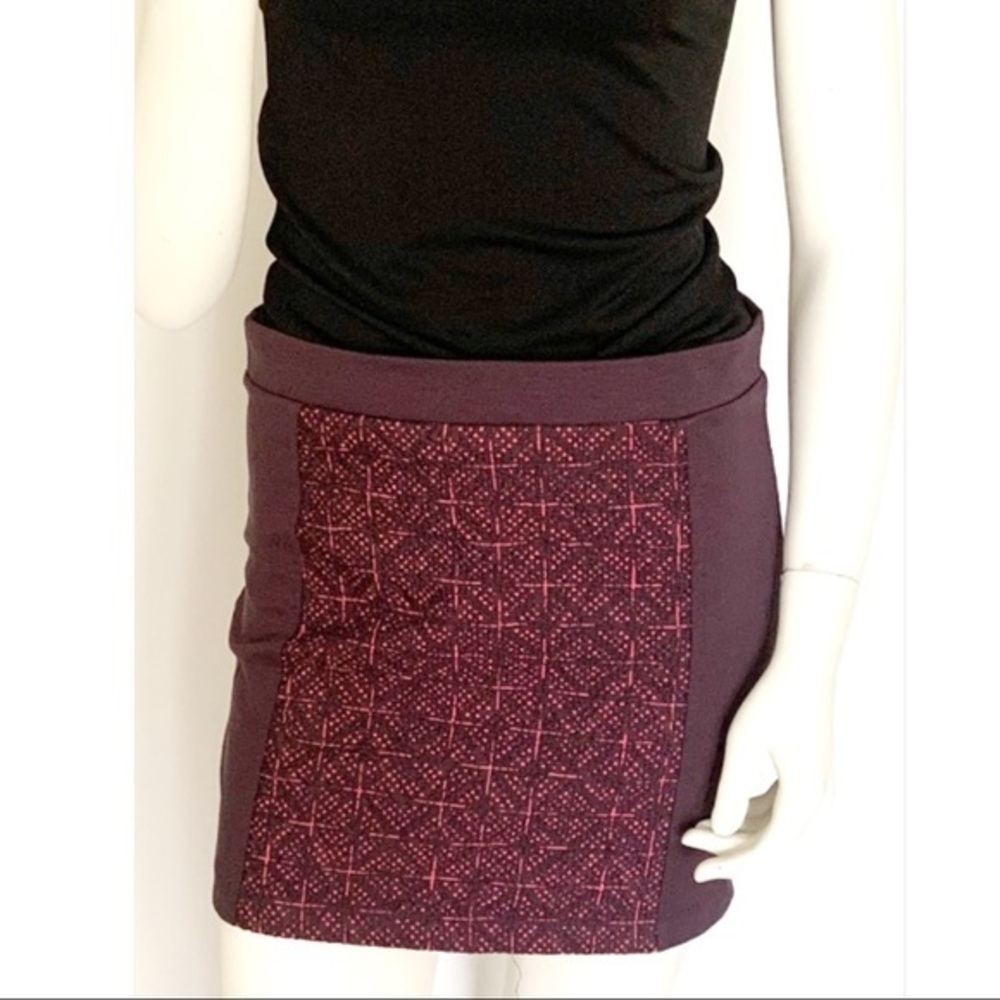 Vintage American Eagle Purple Mini Skirt W/ Color Block Lace Panels